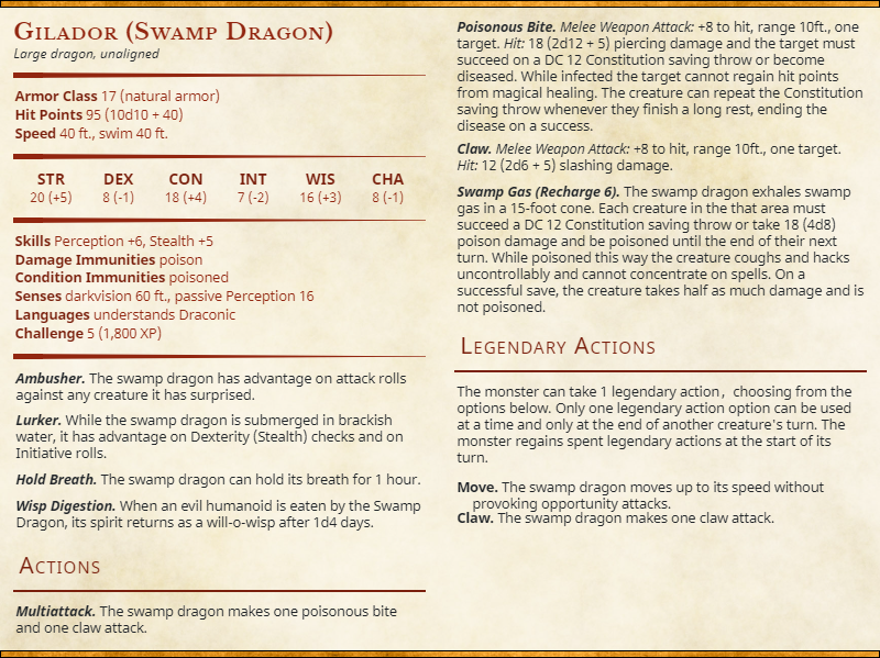Gilador Swamp Dragon